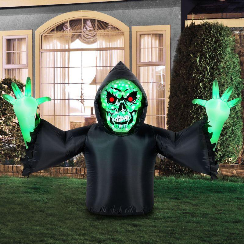 Occasions 7 ft Black Inflatable Reaper with Green Swirling Lights