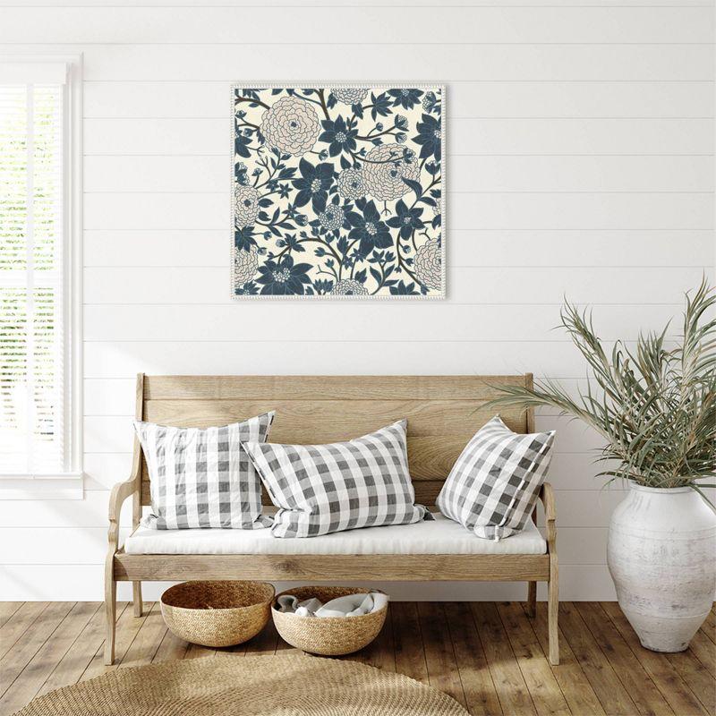 Amanti Art 30"x30" Puff Ball Vines Cream by Katie Oshea Framed Canvas Wall Art Print