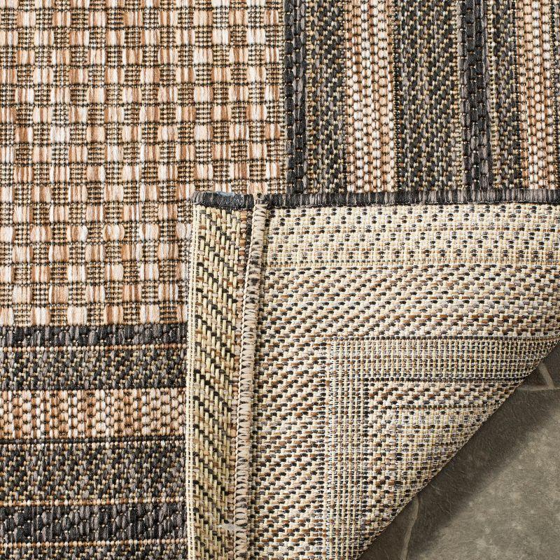 Courtyard CY8475 Power Loomed Indoor and Outdoor Area Rug - Natural/Black - 5'3"x5'3" - Safavieh