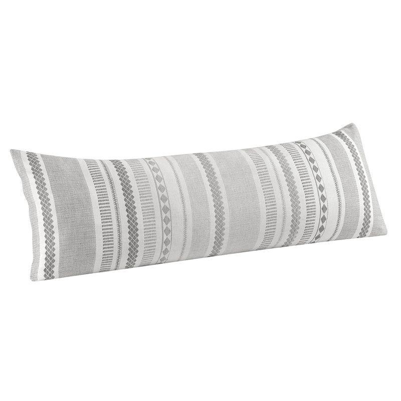 Sweet Jojo Designs Body Pillow Cover (Pillow Not Included) 54in.x20in. Boho Geometric Jacquard Grey Ivory Black White