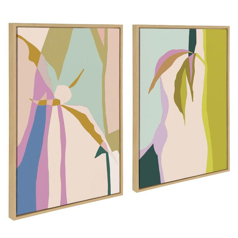 Kate and Laurel Sylvie Delight in the Moment 1 and 2 Framed Canvas by Alicia Schultz, 2 Piece 23x33, Natural