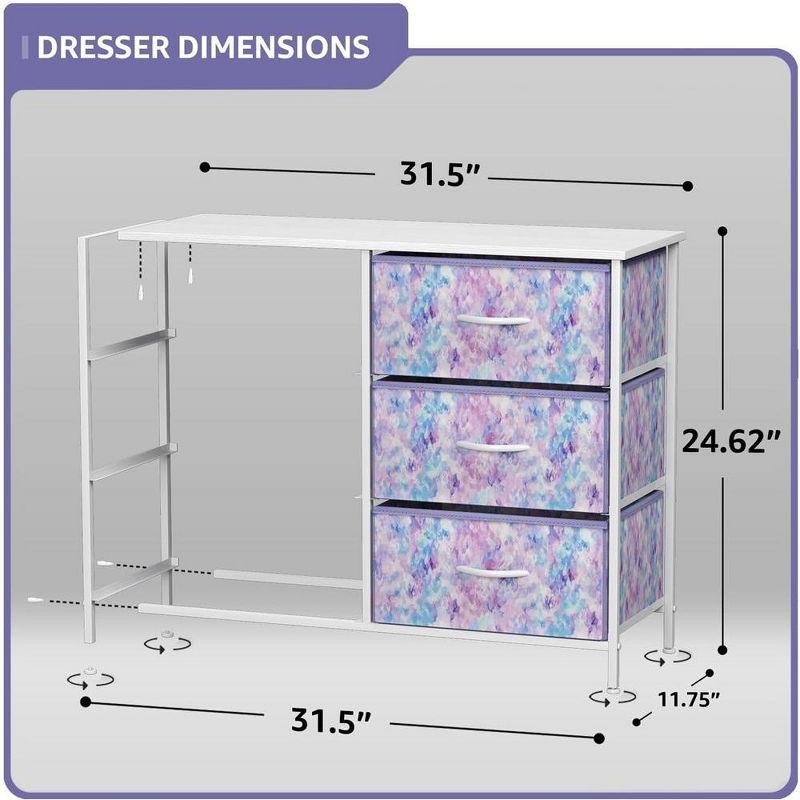 Sorbus 6 Drawers Dresser- Storage Unit with Steel Frame, Wood Top, Fabric Bins - for Bedroom, Closet, Office and more (Tie Dye Purple)