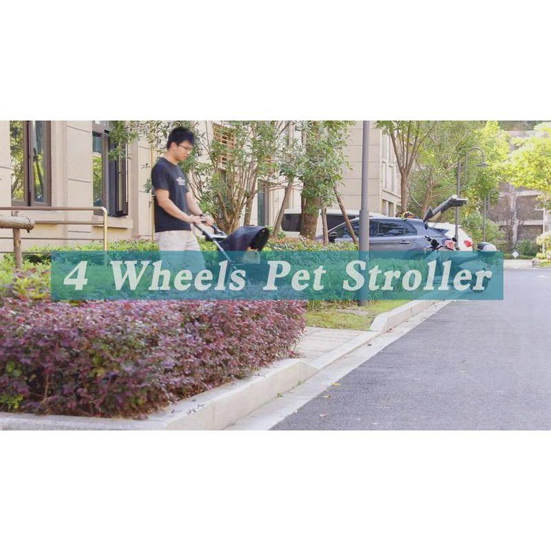 FDW Pet Stroller Cat Dog Cage Stroller Travel Folding Carrier