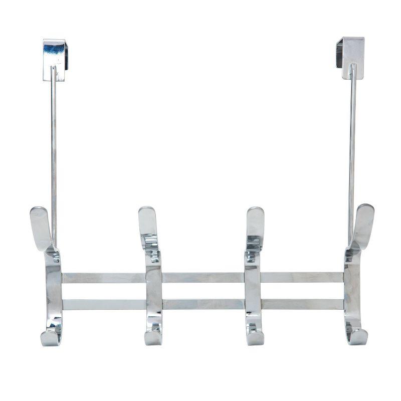 Chrome Over-the-Door 8-Hook Steel Rack for Coats and Towels