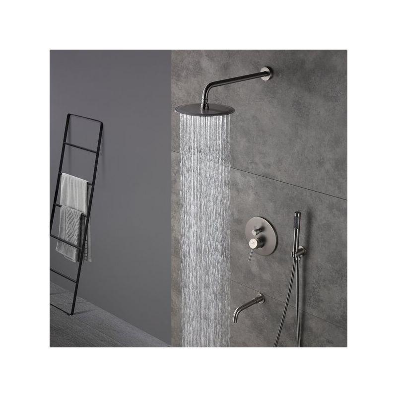 Luxury Wall-Mounted 3-Function Shower System Solid Brass Mixer Valve, 1.8 GPM Flow & Dual Showerheads with Rough-in Valve