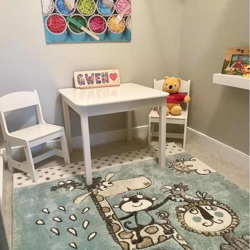 Carousel Kids CRK185 Power Loomed Area Rug - Ivory/Blue - 5'3" round - Safavieh.