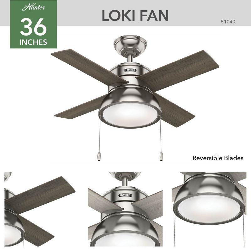 36" Loki 4 - Blade Standard Ceiling Fan with Light Kit Included