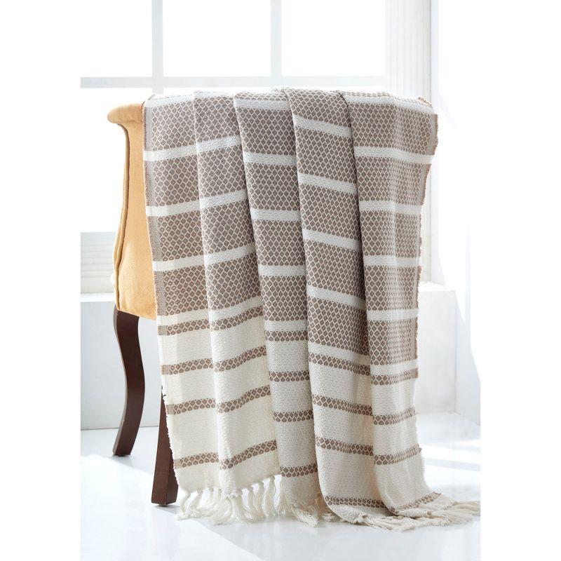 Modern Threads 100% Recycled Cotton, 60 x 70, Hilo, Throw Blanket, Khaki