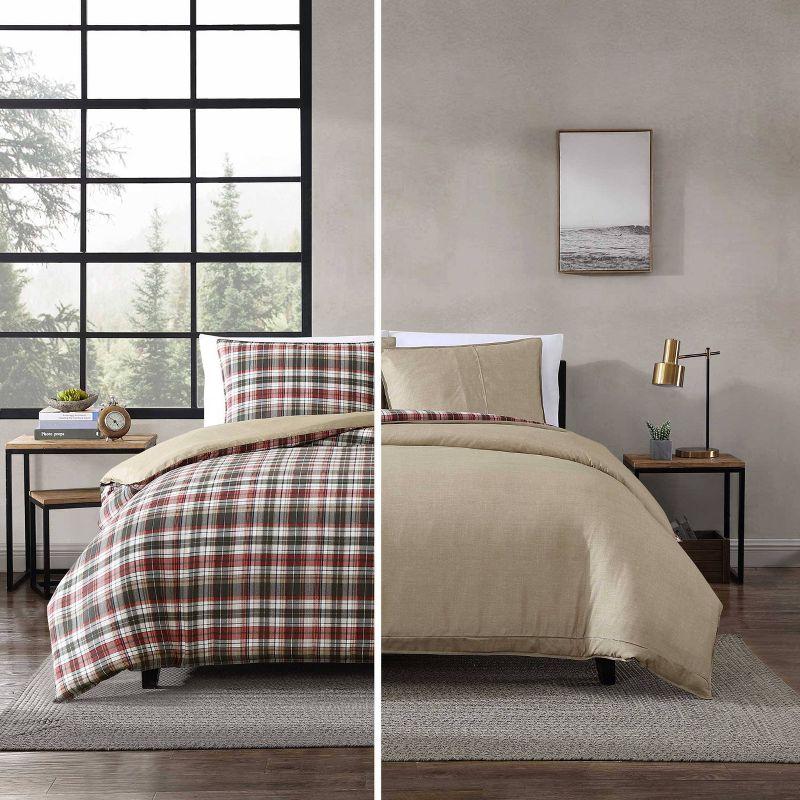 Eddie Bauer Astoria Plaid 100% Microfiber Duvet Set Red