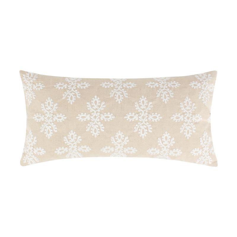 Assisi Beige and Cream Embroidered Rectangular Pillow