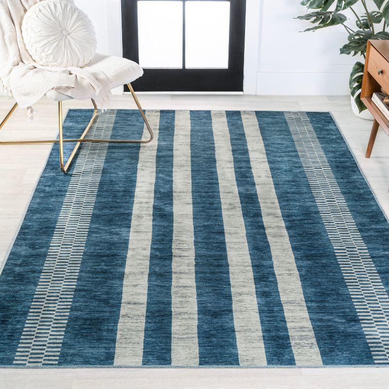 Vichy Geometric Striped Machine-Washable Indoor Area Rug - JONATHAN Y