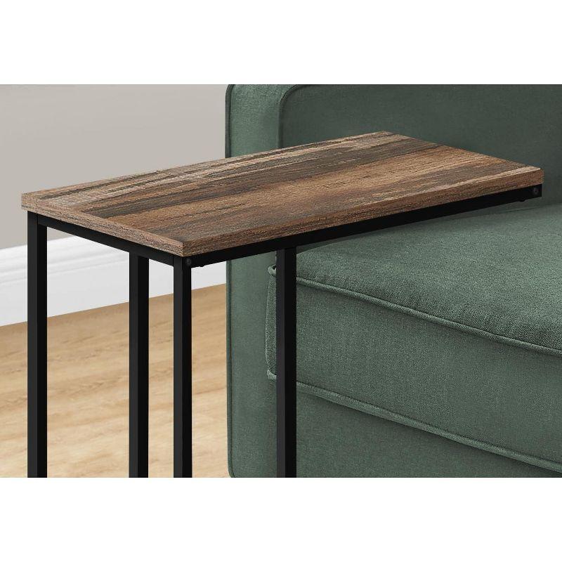 Monarch Specialties Accent Table, C-shaped, End, Side, Snack, Living Room, Bedroom, Brown Laminate, Black Metal, Contemporary, Modern