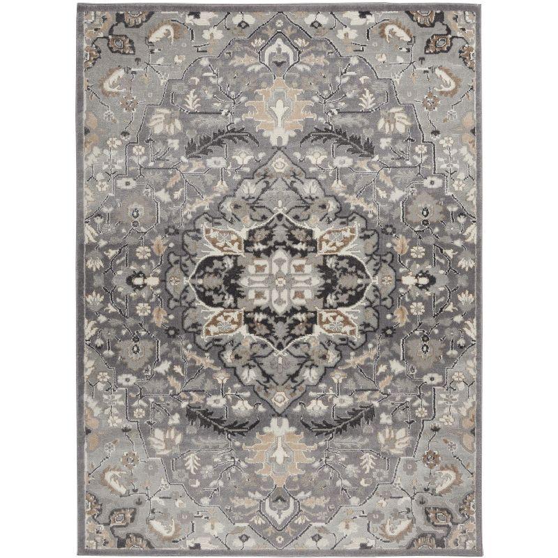 Nourison Elation Floral Medallion Indoor Rug Grey 7'10" x 9'10"