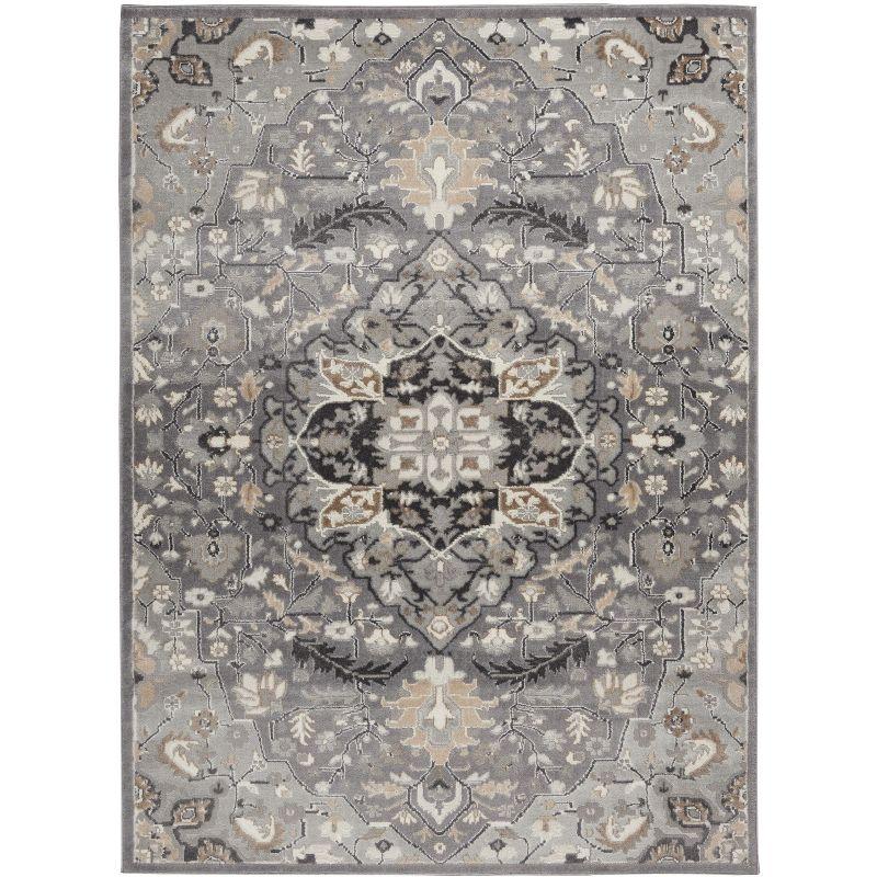 Gray Medallion 8' x 10' Synthetic Easy Care Area Rug