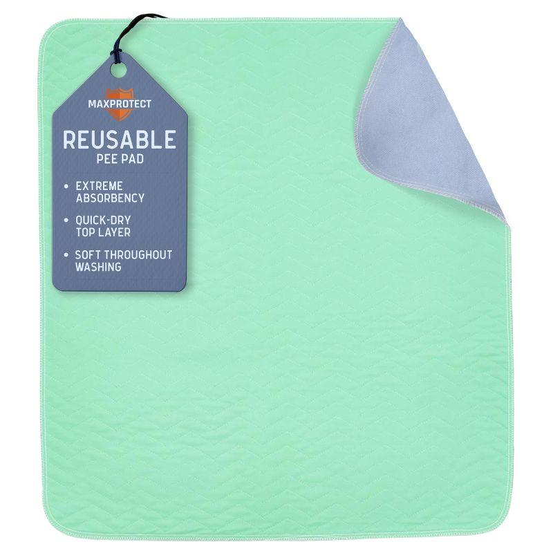 Green Quick-Dry Reusable Bed Pad with Vinyl Barrier