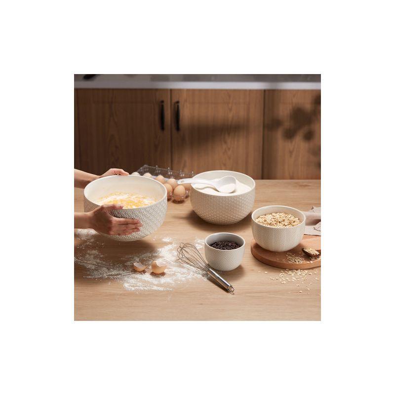 Kook Ceramic Nesting Bowls, 20/44/98/145 oz, Cream/Copper, Set of 4