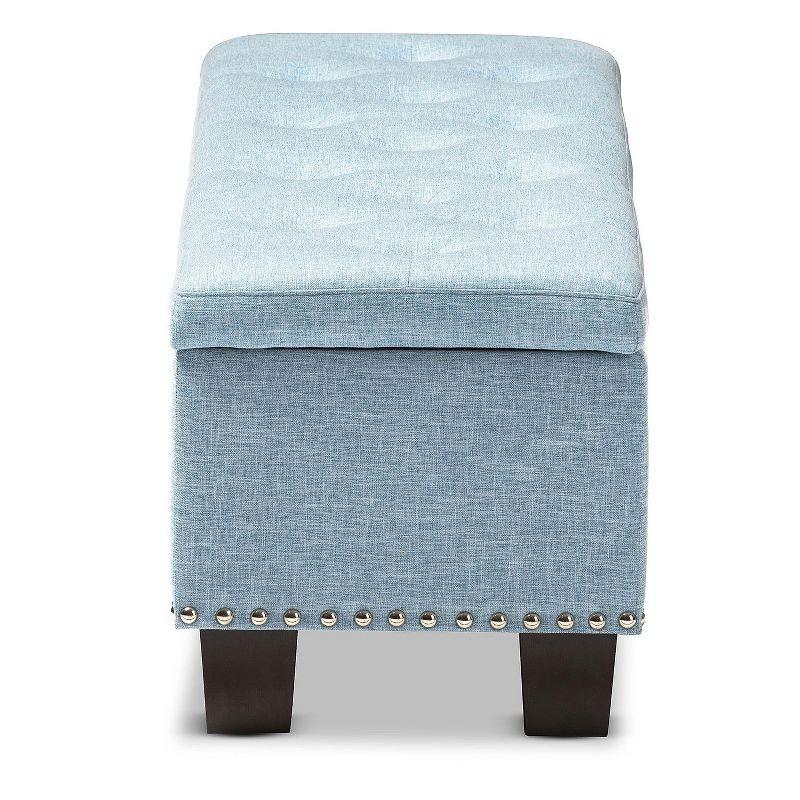 Hannah Modern and Contemporary Fabric Upholstered Button - Tufting Storage Ottoman Bench - Light Blue - Baxton Studio