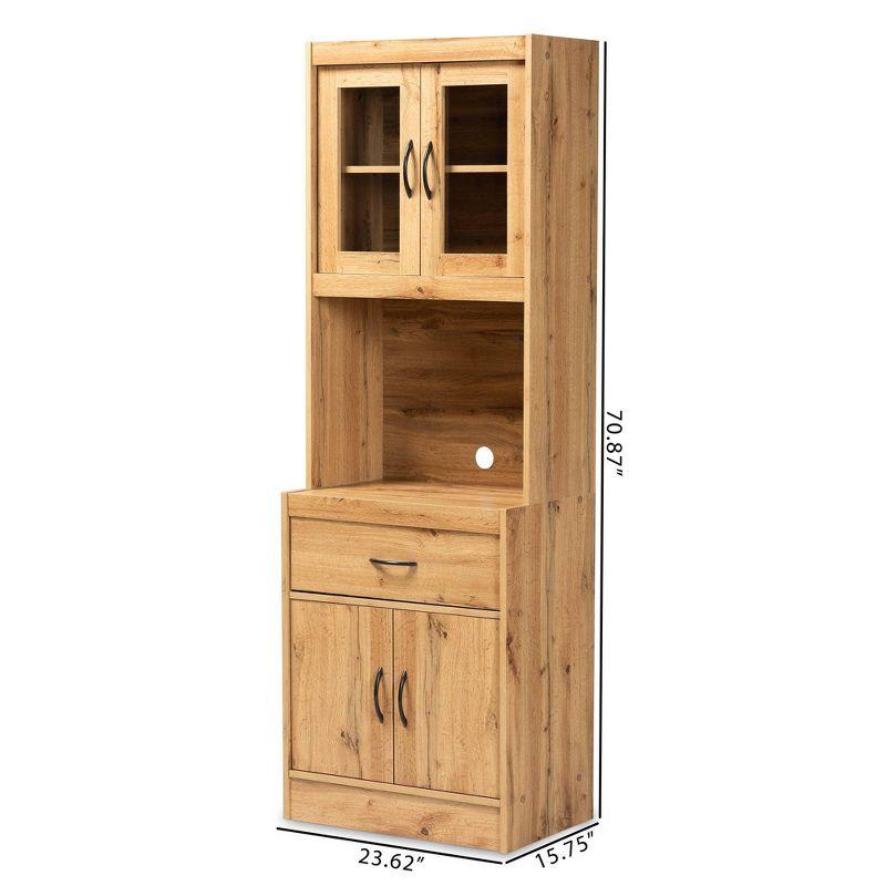 Laurana Oak Brown 71'' Kitchen Pantry Cabinet with Hutch