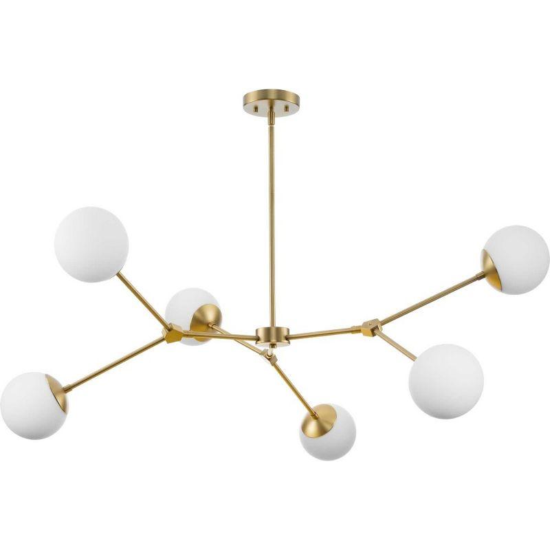 Progress Lighting Haas 6-Light Chandelier, Brushed Bronze, Opal Glass Globes, Design Series