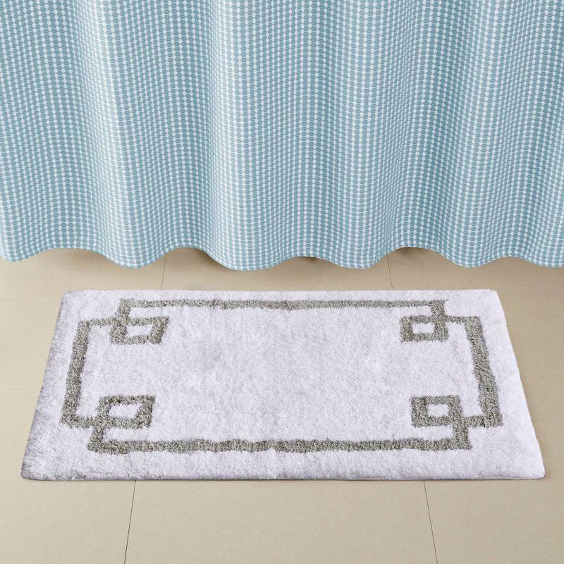 Evan White Cotton Tufted 24"x40" Bath Rug with Grey Border