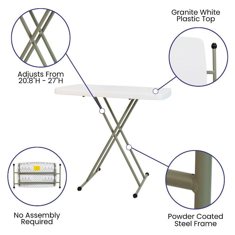 Granite White & Gray Adjustable Height Indoor/Outdoor Folding Table