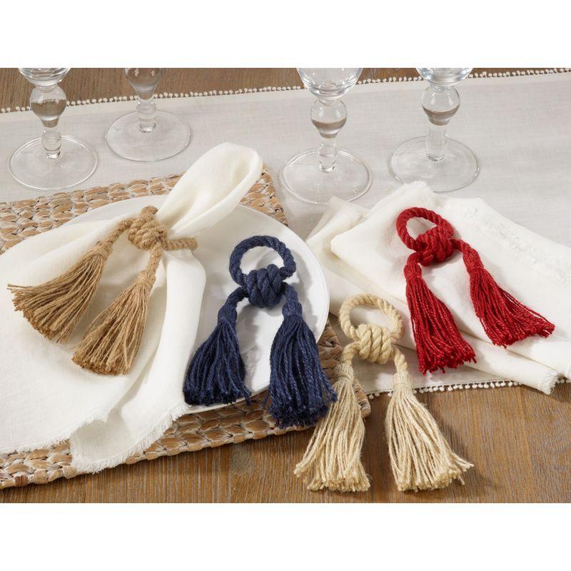 Saro Lifestyle Jute Tassel Napkin Rings (set of 4)