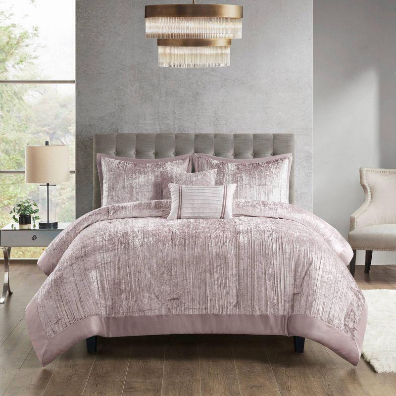 Blush Velvet Full Down Alternative 5-Piece Bedspread Set