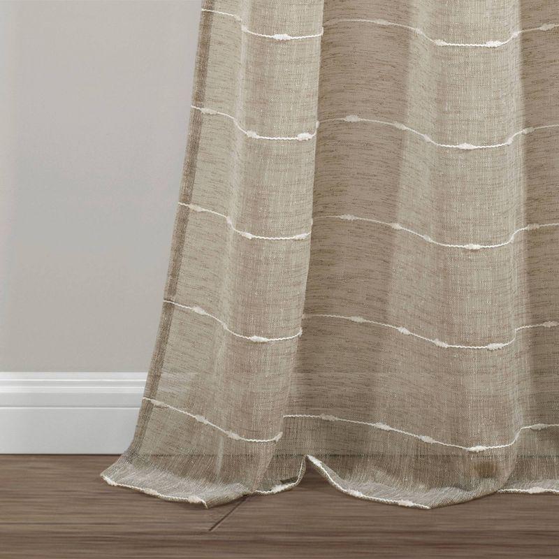 Farmhouse Textured Sheer Polyester Sheer Curtain Pair (Set of 2)