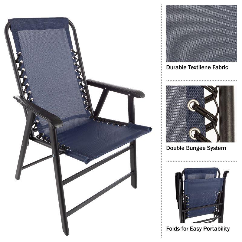 Set of 2 Folding Camping and Lawn Chair with Textilene Fabric and Bungee Suspension by Pure Garden