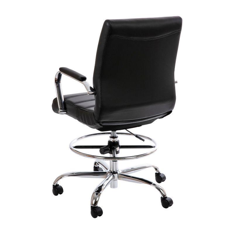 Flash Furniture Mid-Back LeatherSoft Drafting Chair with Adjustable Foot Ring and Chrome Base