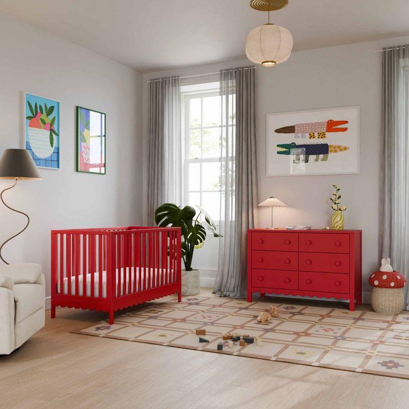 DaVinci Sammy Scallop 6 Drawer Dresser - Tomato Red