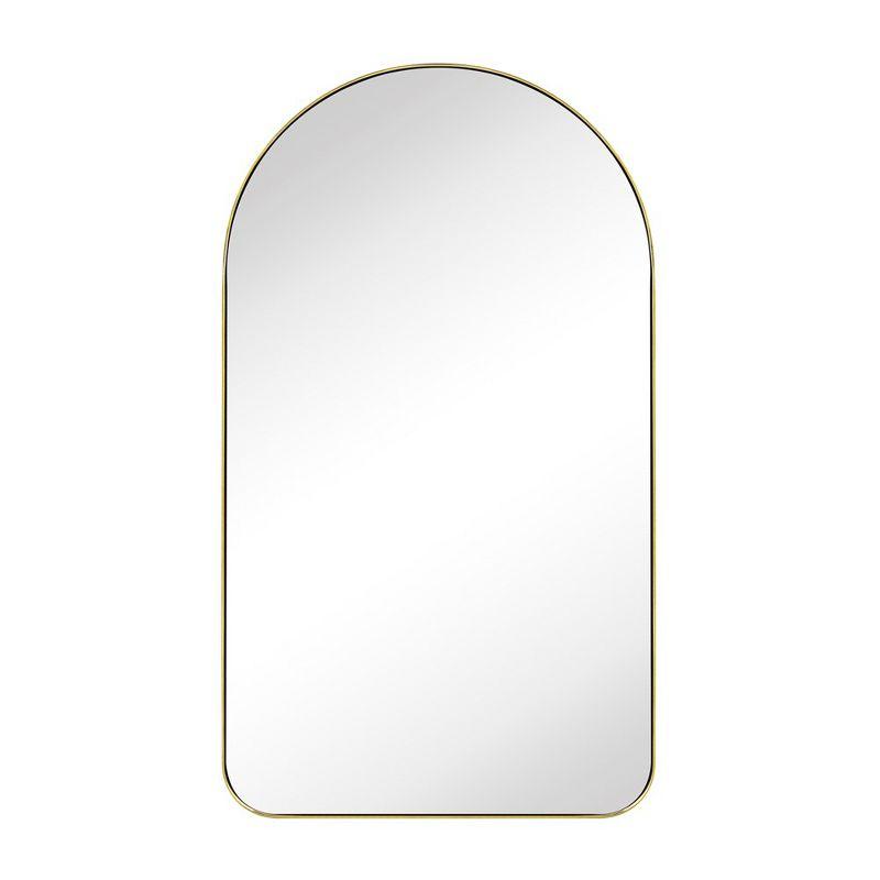 TEHOME 16 in. W x 28.3 in. H Arched Metal Framed Recessed Medicine Cabinet with Mirror for bathroom in Gold