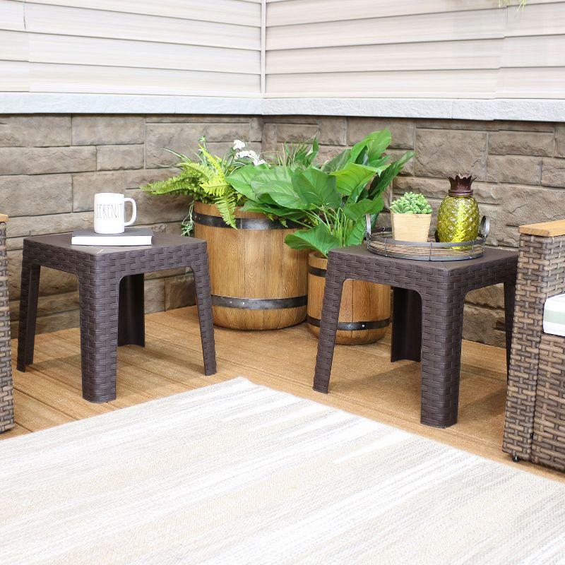 Sunnydaze 18" Brown Polypropylene Square Patio Side Table Set