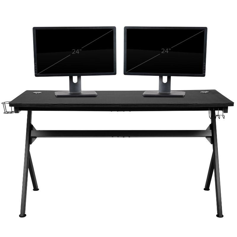Flash Furniture Gaming Desk and Red Footrest Reclining Gaming Chair Set - Cup Holder/Headphone Hook/Removable Mouse Pad Top/Wire Management