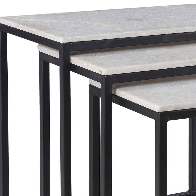 Coast to Coast Ponga 23"W Black Powder Iron and White Marble Nesting Tables Set of 3