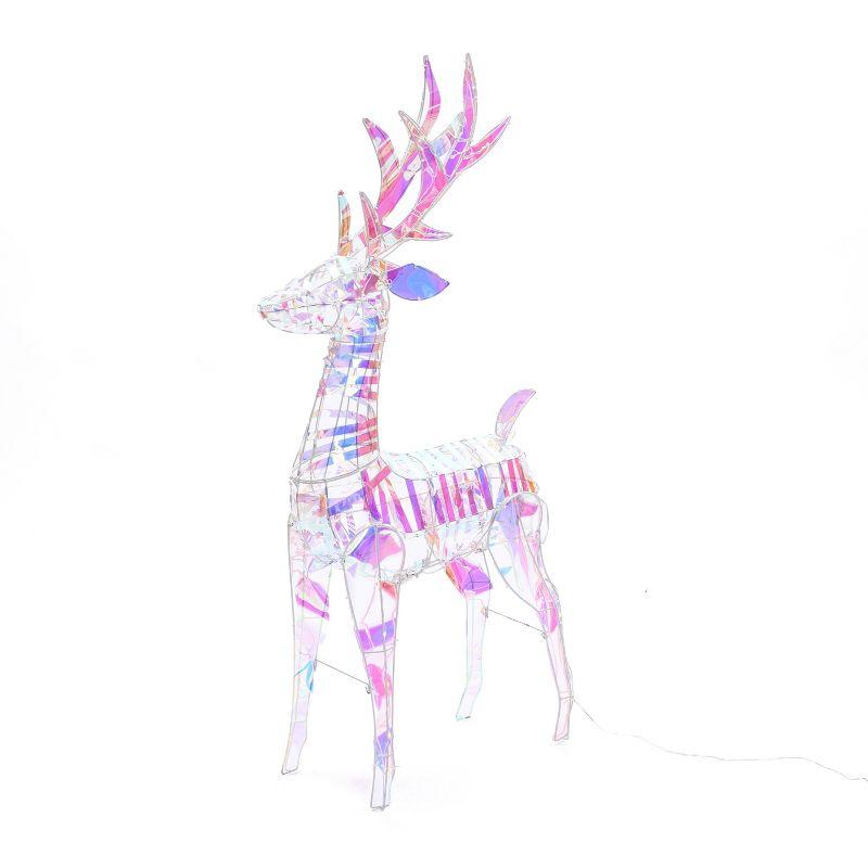 LuxenHome Magical Deer with Antlers Lighted LED Winter Holiday Yard Decoration White