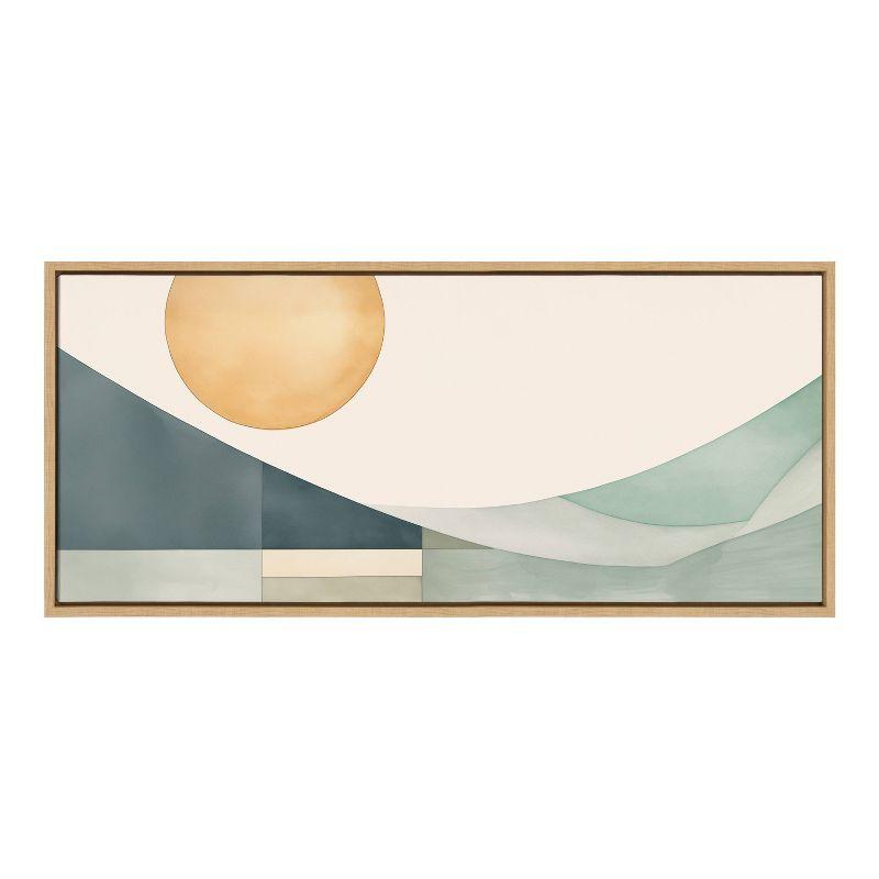 Kate & Laurel All Things Decor 18"x40" Sylvie Mid-Century Modern Abstract Geometric Coastal Framed Art by The Creative Bunch Studio Tan