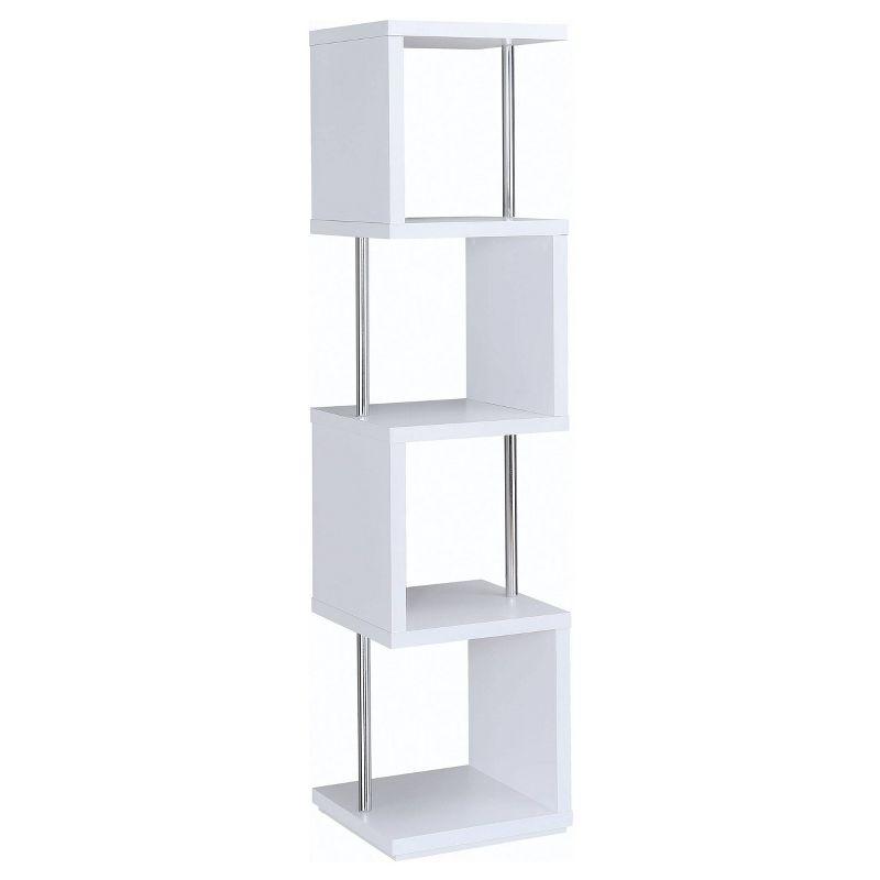 Baxter 4 Shelf Zig Zag Bookcase with Chrome Details - Coaster