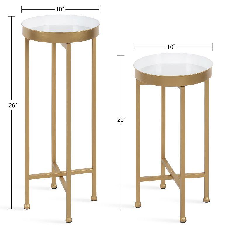 Kate and Laurel Celia Round Metal Nesting Table, 2 Piece, White and Gold