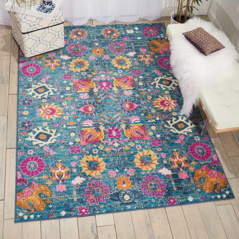 Denim Delight Floral Synthetic 6'7" x 9'6" Easy-Care Rug