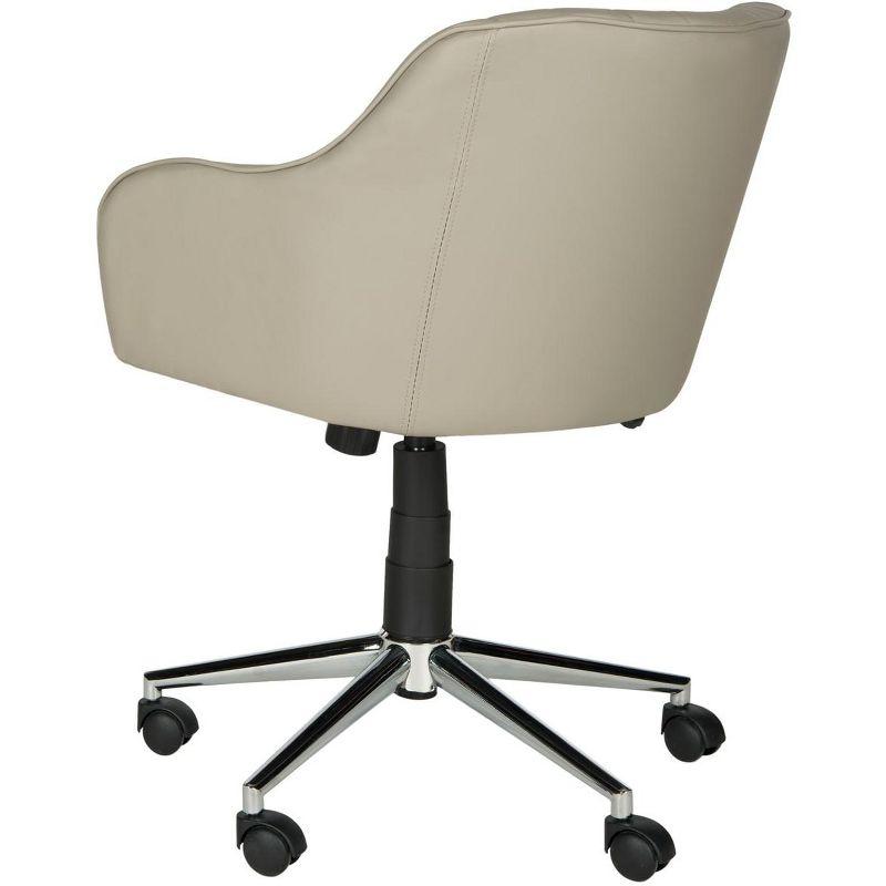 Transitional Gray Vegan Leather Swivel Desk Chair with Metal Base