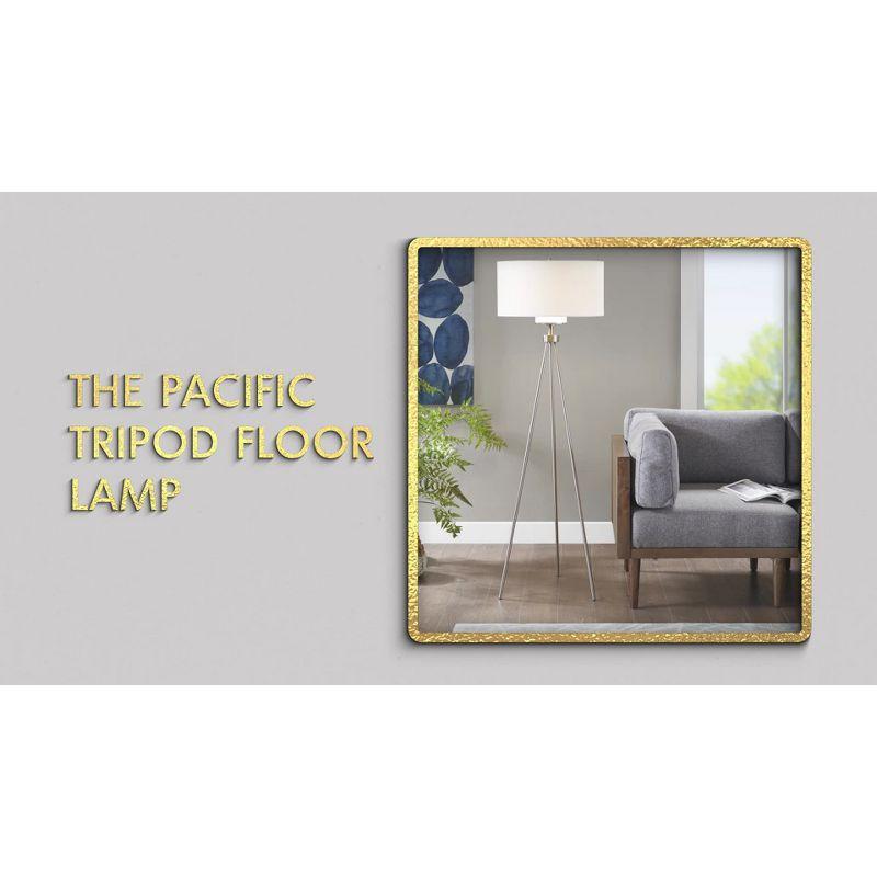 Ink+Ivy 64.5" Pacific Tripod Metal Floor Lamp (Includes LED Light Bulb) Silver: Modern Design, Cotton Shade