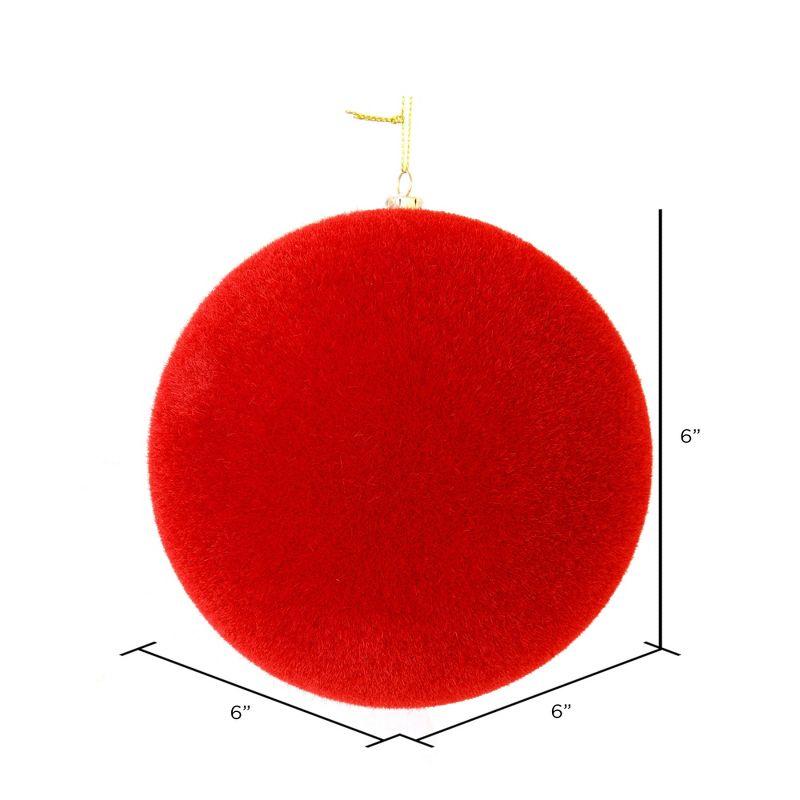 Red Shatterproof Flocked Plastic Ball Ornament Set