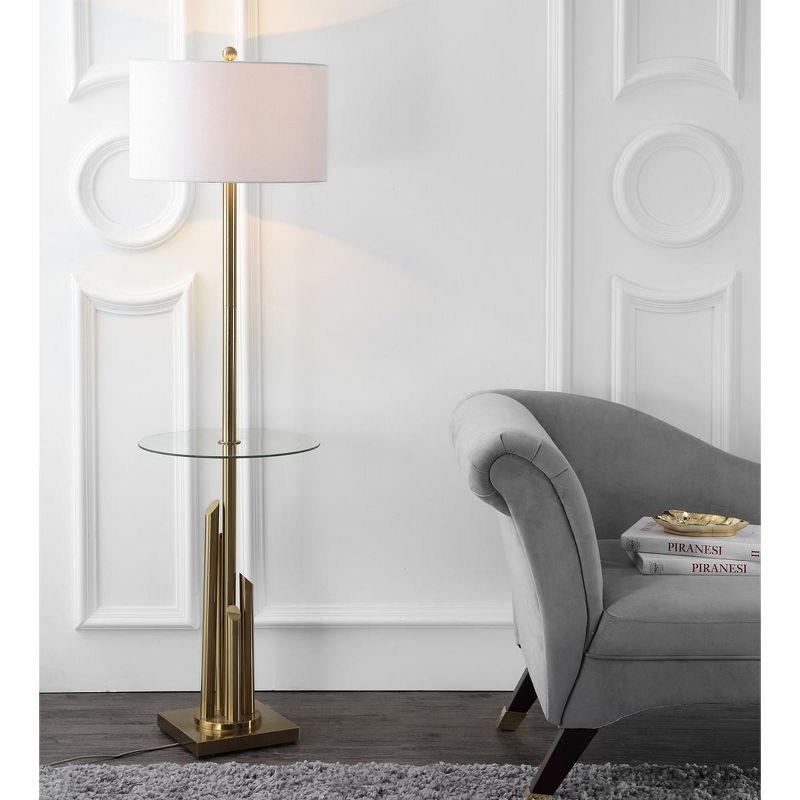 Ambrosio 61 Inch H Floor Lamp Side Table - Brass/Gold - Safavieh