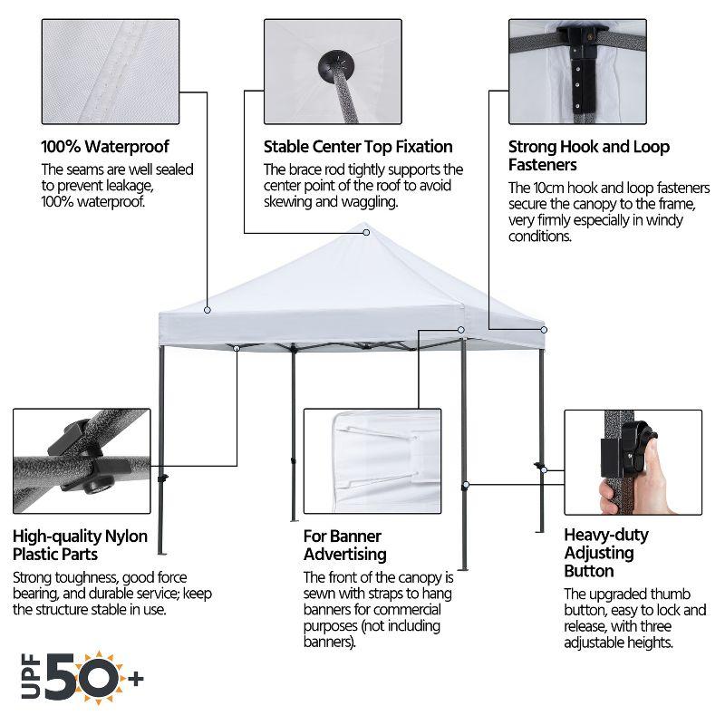 White Heavy-Duty Waterproof Pop-Up Canopy Tent 10'x10'