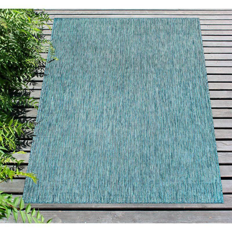 Aqua Stripe Easy-Care Rectangular Indoor/Outdoor Rug 3'9" x 5'7"