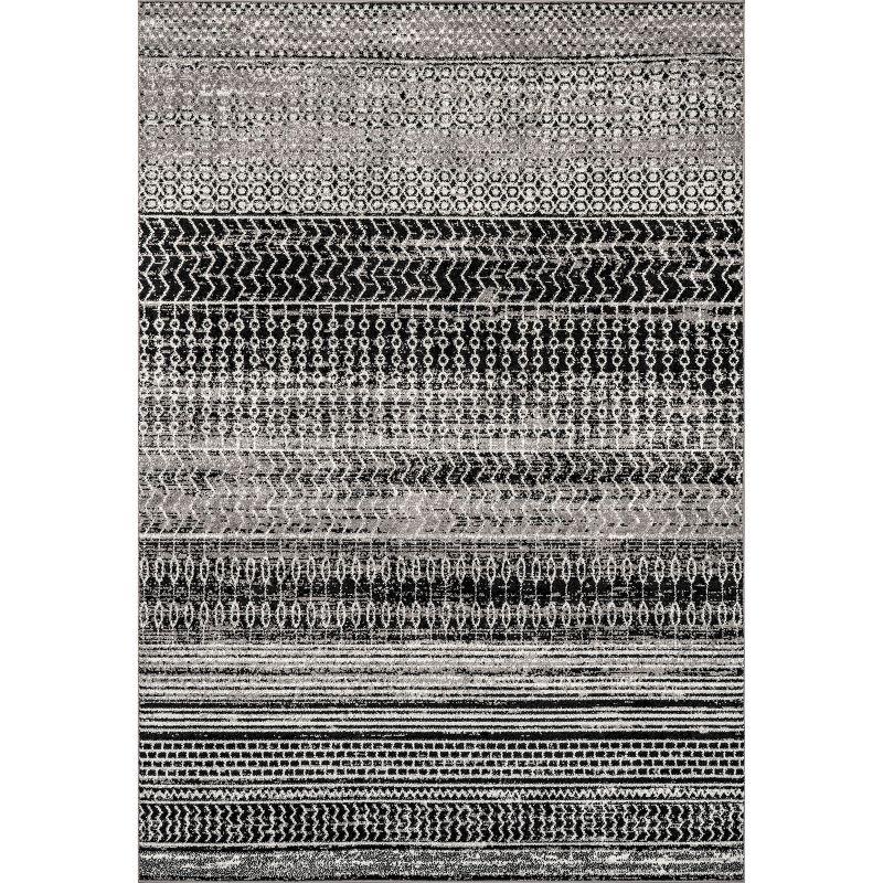 Nuloom Nova Striped 5 Square Indoor Area Rug for Living Room Bedroom Dining Room Kitchen, Dark Grey/Ivory