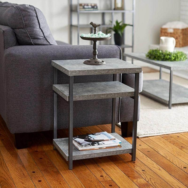 Household Essentials Jamestown Rectangular End Table Gray