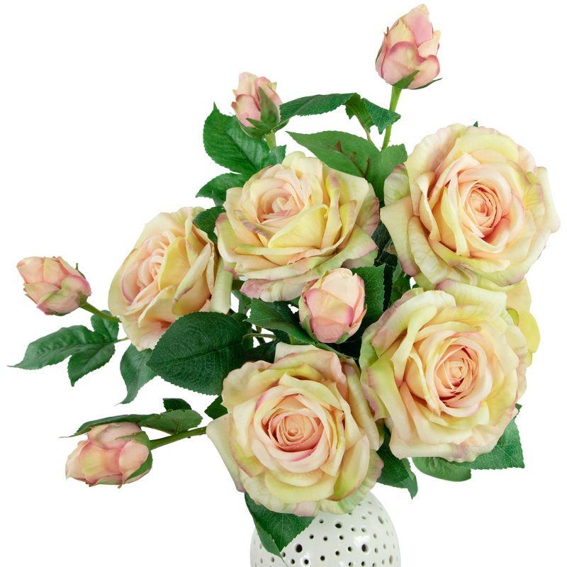 Cream and Pink Real Touch Artificial Rose Stems 26"