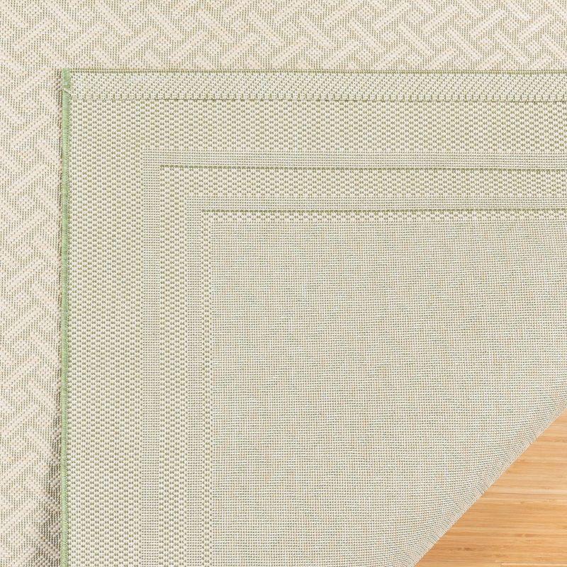 Gertmenian Paseo Soroa Palm Green/Beige Classic Border Indoor/Outdoor Flatweave Area Rug